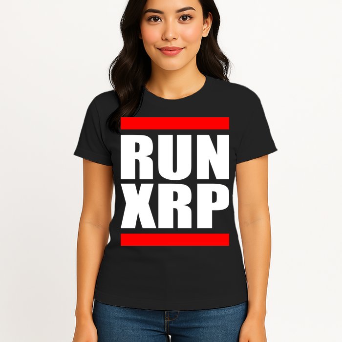 Run XRP Ripple Crypto Currency To the Moon Womens T-Shirt