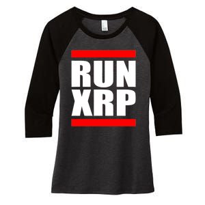 Run XRP Ripple Crypto Currency To the Moon Women's Tri-Blend 3/4-Sleeve Raglan Shirt