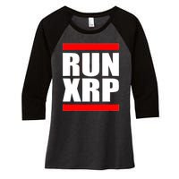 Run XRP Ripple Crypto Currency To the Moon Women's Tri-Blend 3/4-Sleeve Raglan Shirt