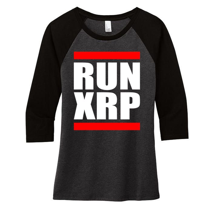 Run XRP Ripple Crypto Currency To the Moon Women's Tri-Blend 3/4-Sleeve Raglan Shirt