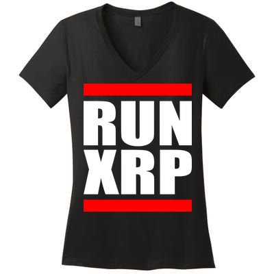 Run XRP Ripple Crypto Currency To the Moon Women's V-Neck T-Shirt