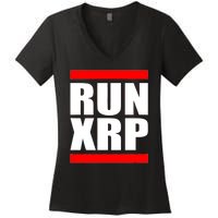 Run XRP Ripple Crypto Currency To the Moon Women's V-Neck T-Shirt