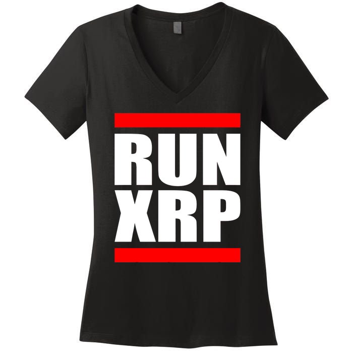 Run XRP Ripple Crypto Currency To the Moon Women's V-Neck T-Shirt