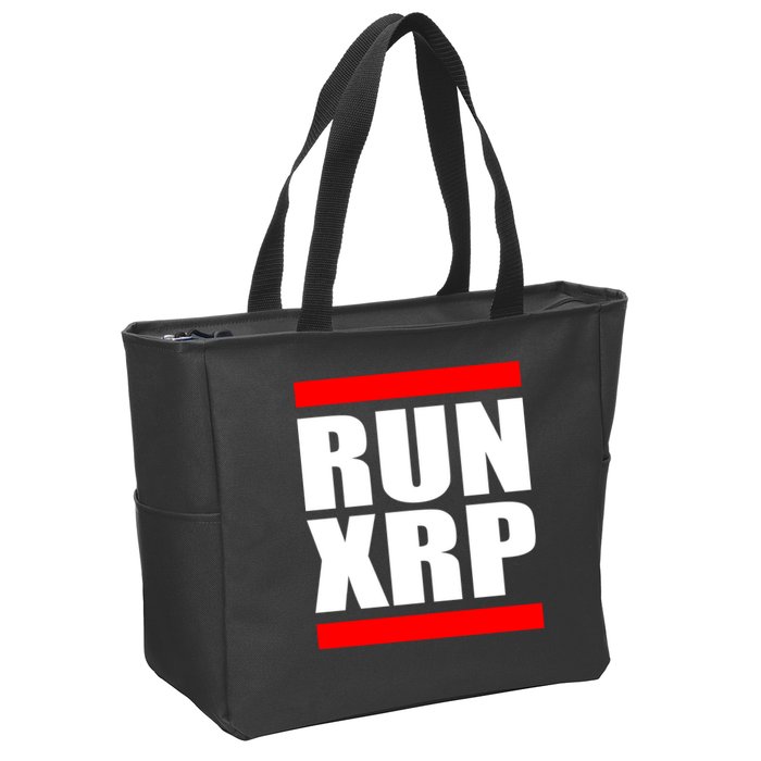 Run XRP Ripple Crypto Currency To the Moon Zip Tote Bag