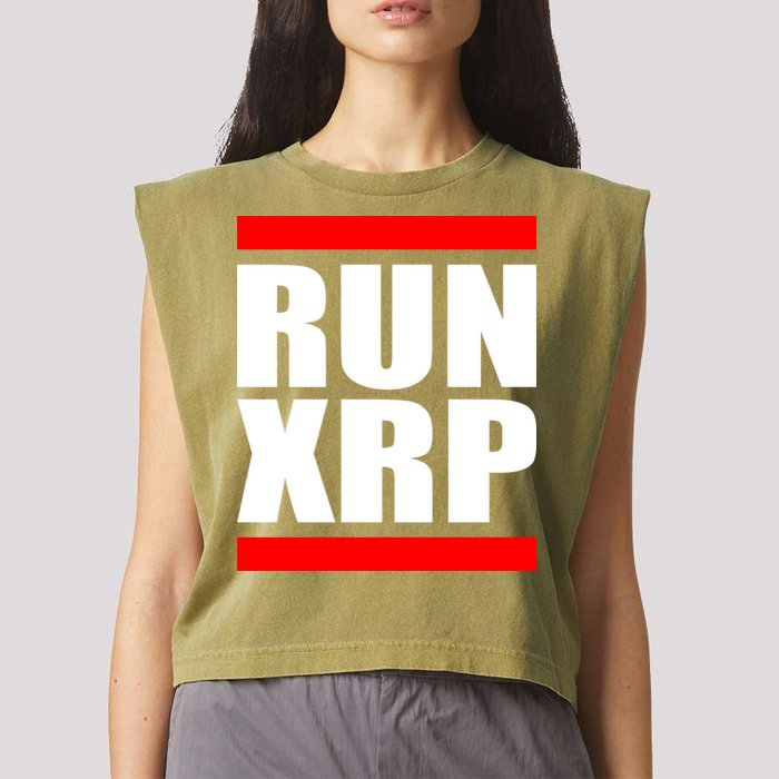 Run XRP Ripple Crypto Currency To the Moon Garment-Dyed Women's Muscle Tee