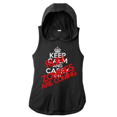 Run! Zombies Are Coming Ladies PosiCharge Tri-Blend Wicking Draft Hoodie Tank