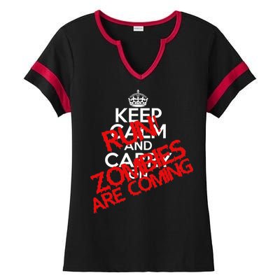 Run! Zombies Are Coming Ladies Halftime Notch Neck Tee