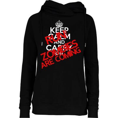 Run! Zombies Are Coming Womens Funnel Neck Pullover Hood