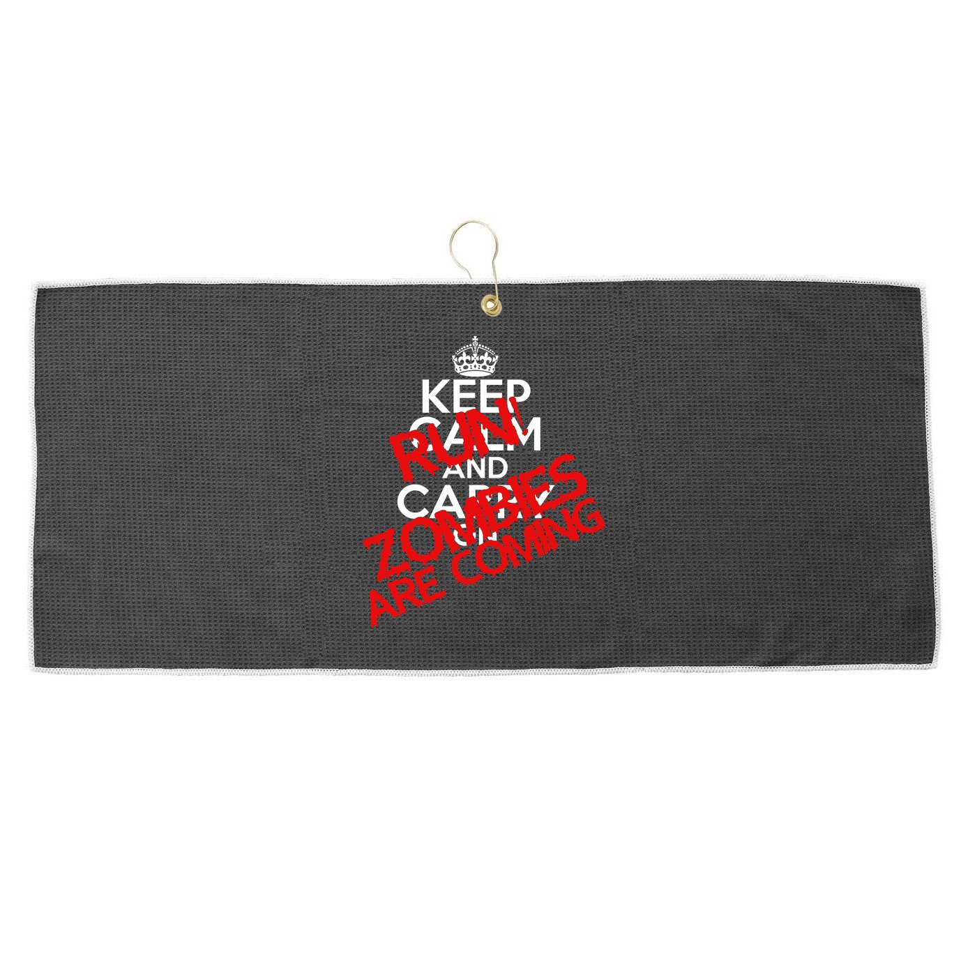 Run! Zombies Are Coming Large Microfiber Waffle Golf Towel