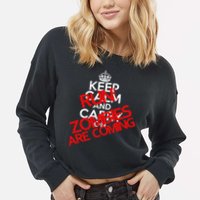 Run! Zombies Are Coming Cropped Pullover Crew
