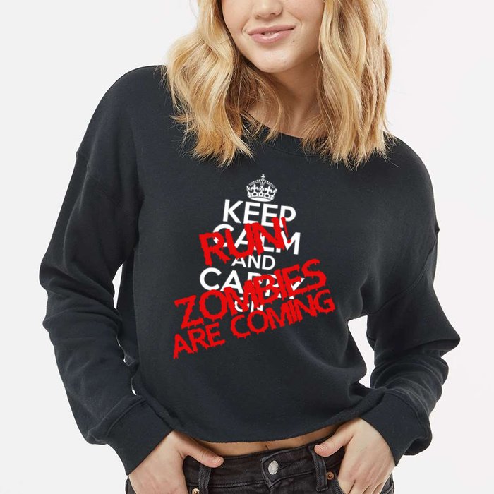 Run! Zombies Are Coming Cropped Pullover Crew