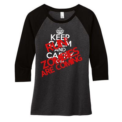 Run! Zombies Are Coming Women's Tri-Blend 3/4-Sleeve Raglan Shirt