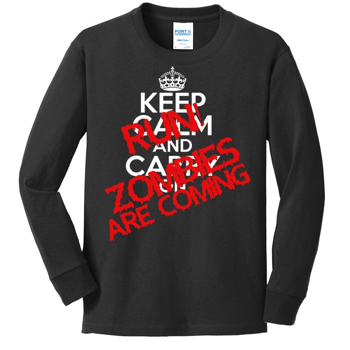 Run! Zombies Are Coming Kids Long Sleeve Shirt