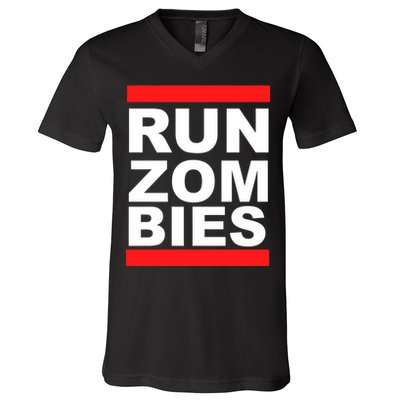 Run Zombies Retro V-Neck T-Shirt