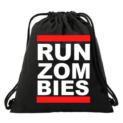 Run Zombies Retro Drawstring Bag