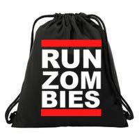 Run Zombies Retro Drawstring Bag