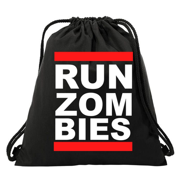 Run Zombies Retro Drawstring Bag