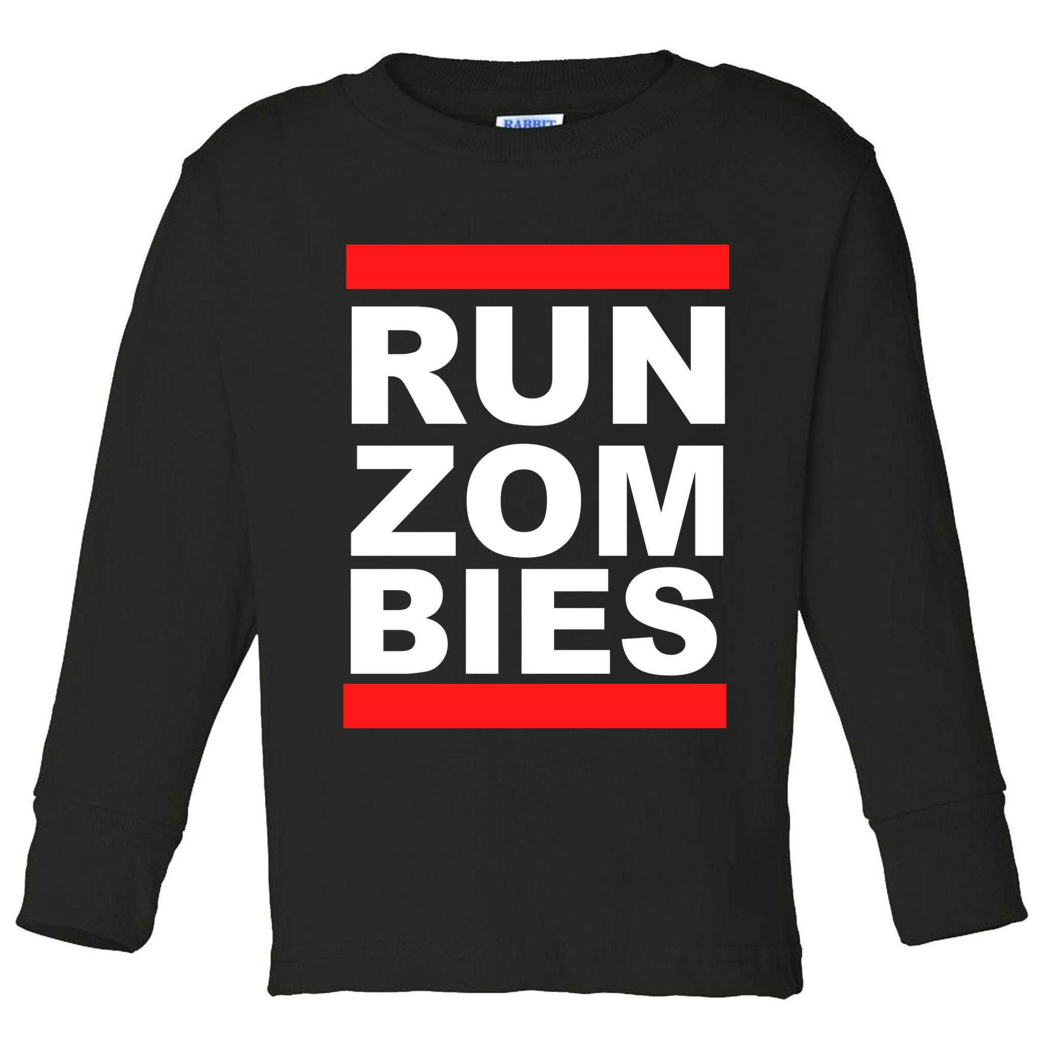 Run Zombies Retro Toddler Long Sleeve Shirt