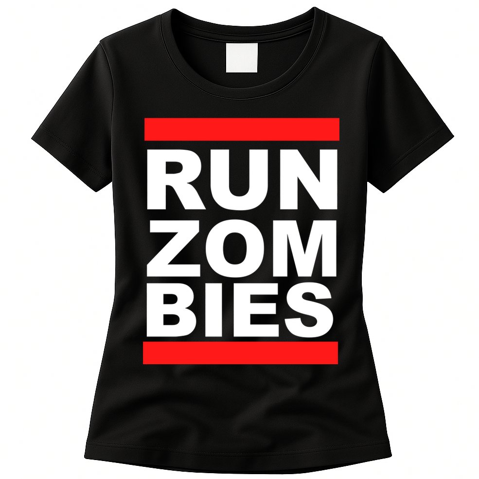 Run Zombies Retro Womens T-Shirt