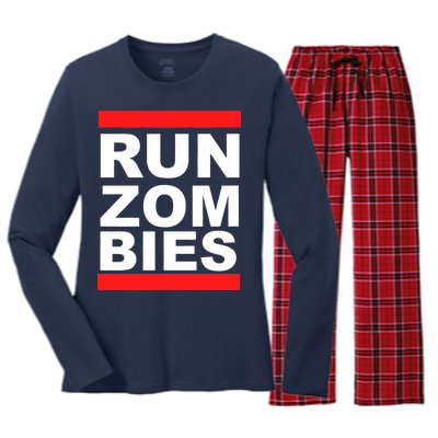 Run Zombies Retro Women's Long Sleeve Flannel Pajama Set 