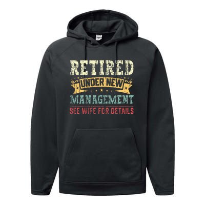 Retired Under New Management See Wife For Details Husband Performance Fleece Hoodie