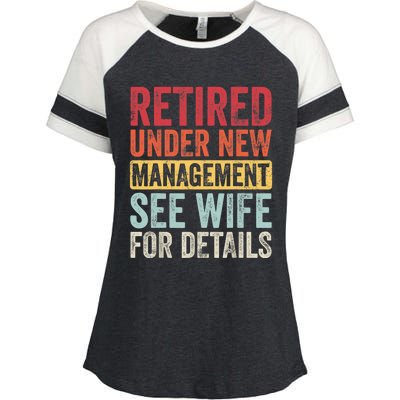 Retired Under New Management See Wife For Details Retirement Enza Ladies Jersey Colorblock Tee