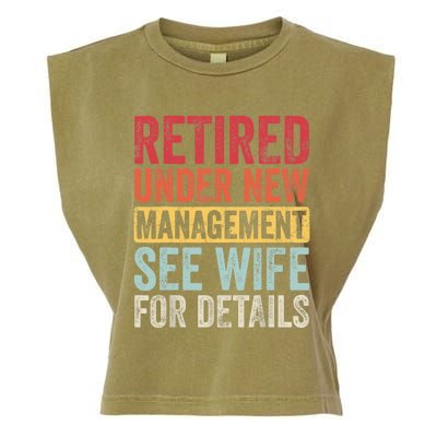 Retired Under New Management See Wife For Details Retirement Garment-Dyed Women's Muscle Tee