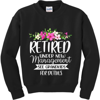 Retired Under New Management See Grand For Details Kids Sweatshirt