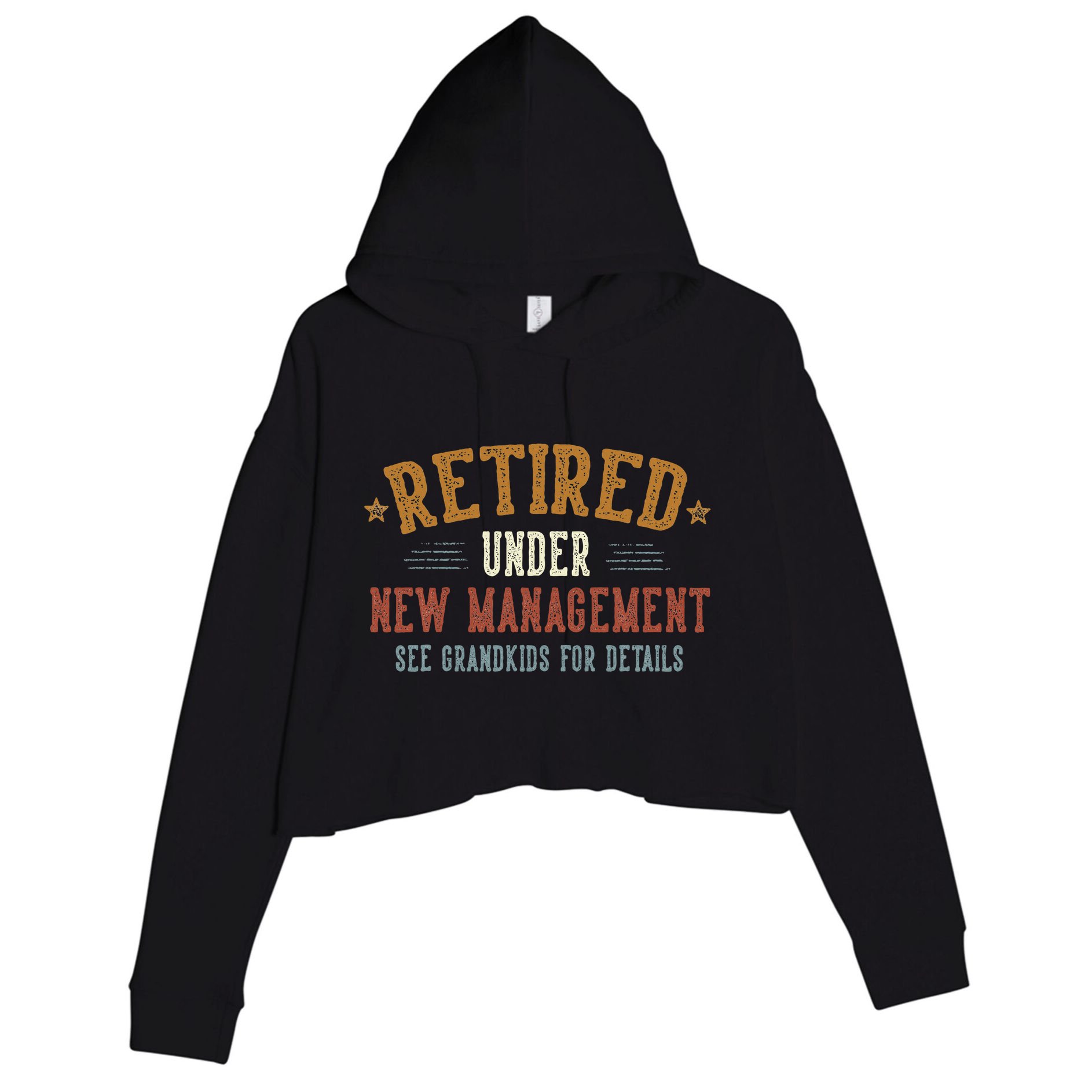 Retired Under New Management See Grandkids Grandpa Grandma Crop Fleece Hoodie