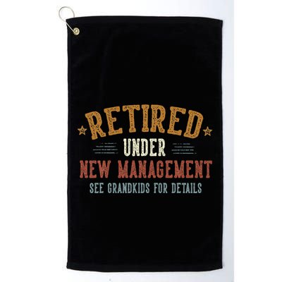 Retired Under New Management See Grandkids Grandpa Grandma Golf Towel