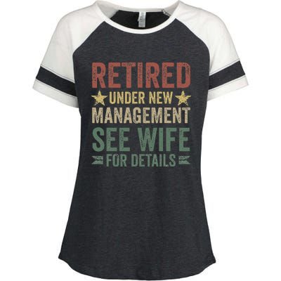 Retired Under New Management See Wife For Details Retirement Enza Ladies Jersey Colorblock Tee