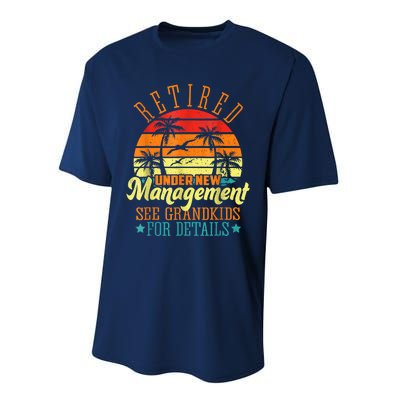 Retired Under New Management See Grandkids Funny Retirement Performance Sprint T-Shirt