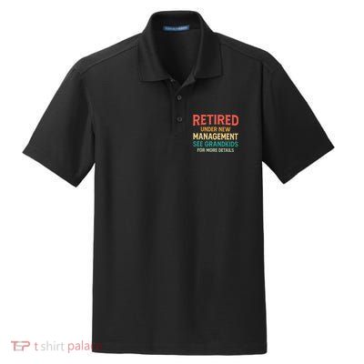 Retired Under New Management See Grandkids Vintage Dry Zone Grid Polo