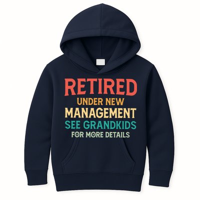 Retired Under New Management See Grandkids Vintage Kids Hoodie