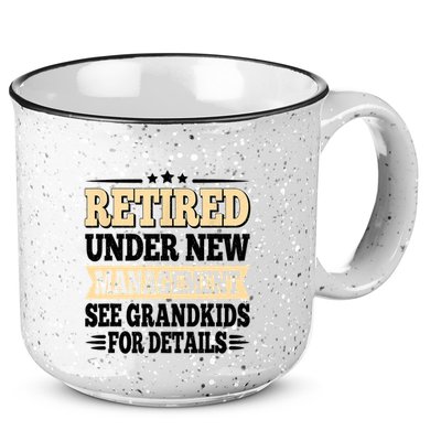 Retired Under New Management See Grandkids Vintage 15oz Campfire Ceramic Mug