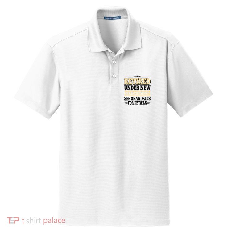 Retired Under New Management See Grandkids Vintage Dry Zone Grid Polo
