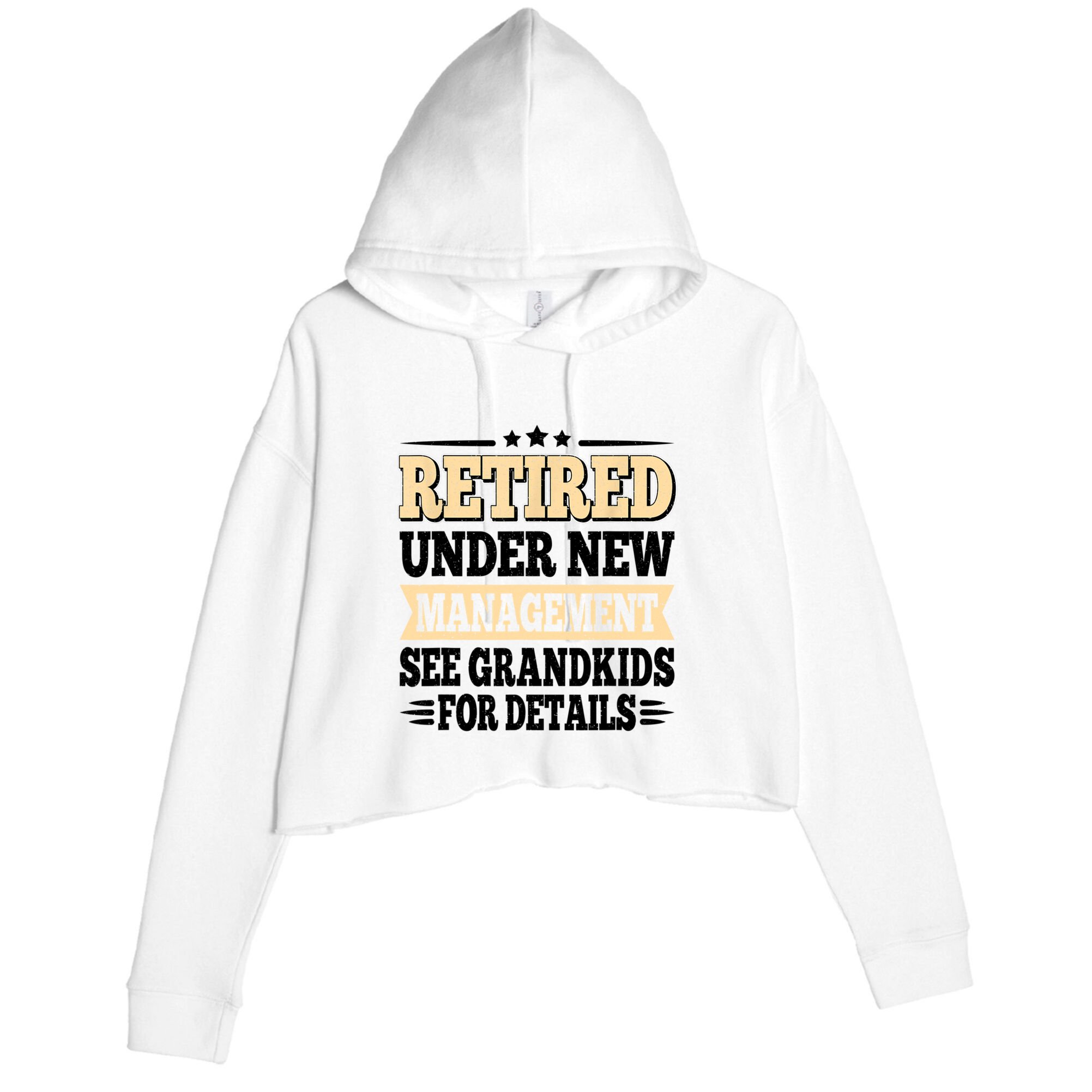 Retired Under New Management See Grandkids Vintage Crop Fleece Hoodie