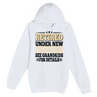 Retired Under New Management See Grandkids Vintage Premium Pullover Hoodie