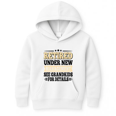 Retired Under New Management See Grandkids Vintage Kids Hoodie