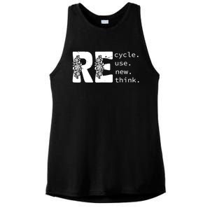 Recycle Use New Think Earth Day Gift Ladies PosiCharge Tri-Blend Wicking Tank