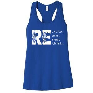 Recycle Use New Think Earth Day Gift Women's Racerback Tank