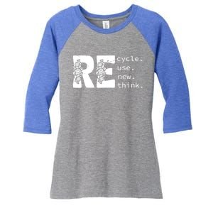 Recycle Use New Think Earth Day Gift Women's Tri-Blend 3/4-Sleeve Raglan Shirt