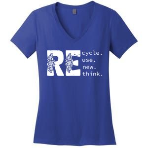 Recycle Use New Think Earth Day Gift Women's V-Neck T-Shirt