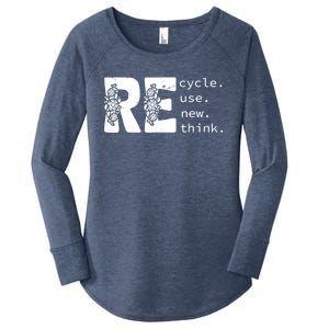 Recycle Use New Think Earth Day Gift Women's Perfect Tri Tunic Long Sleeve Shirt