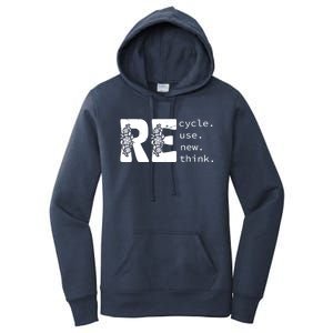 Recycle Use New Think Earth Day Gift Women's Pullover Hoodie