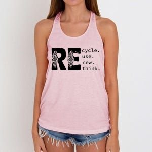 Recycle Use New Think Earth Day Gift Women's Knotted Racerback Tank