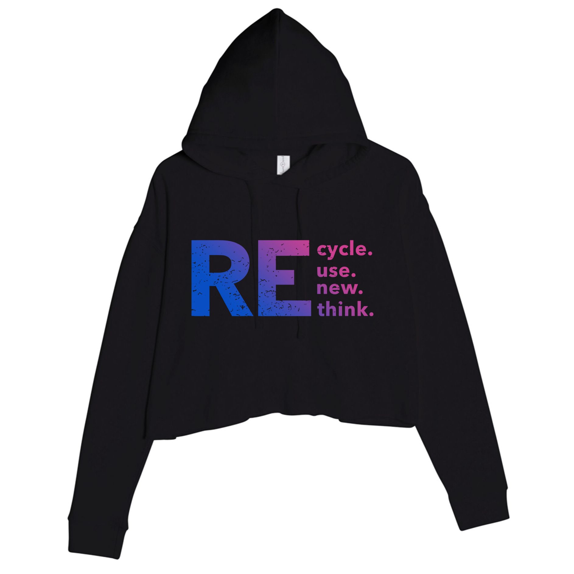 Recycle Use New Think Gift Crop Fleece Hoodie