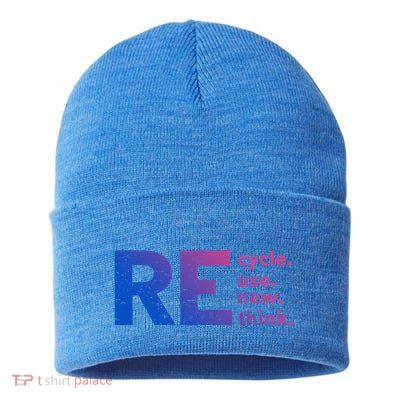 Recycle Use New Think Gift Sustainable Knit Beanie