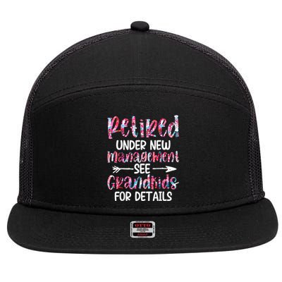 Retired Under New Management See Grandkids, Funny Retirement 7 Panel Mesh Trucker Snapback Hat