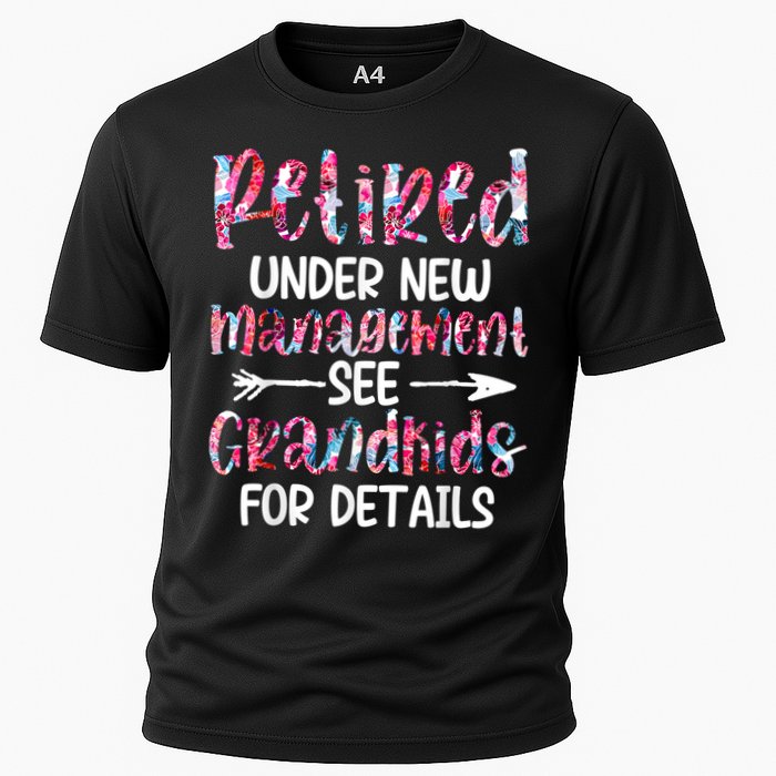 Retired Under New Management See Grandkids, Funny Retirement Cooling Performance Crew T-Shirt